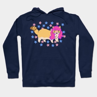 Cat Wearing a Pink Wig With Flowers Hoodie